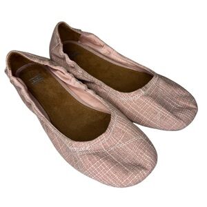 TOMS Youth Girls Pink Metallic Burlap Ballet Flats Size 6 Youth / Womens 8-8.5